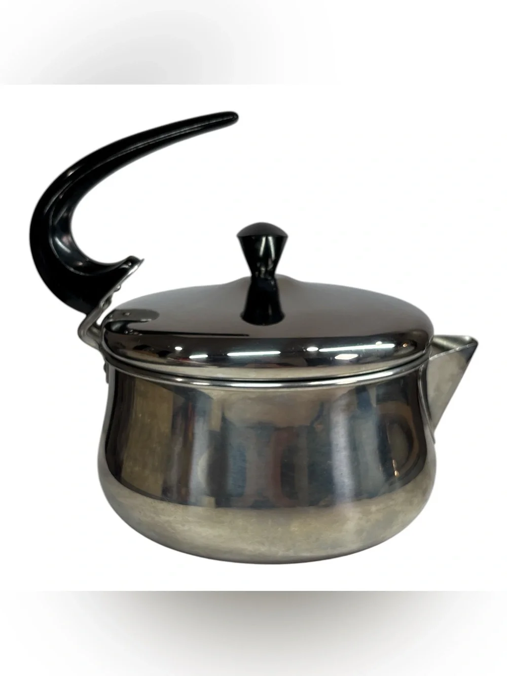 Farberware Swoop Handle Teapot Tea Pot Kettle 2qt 8 Cup #762 Mid Century Modern